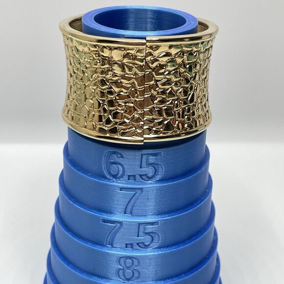 Gold Tone Wide Embossed Metal Clamper Hinged Bangle Bracelet Fashion Statement - Picture 6 of 6